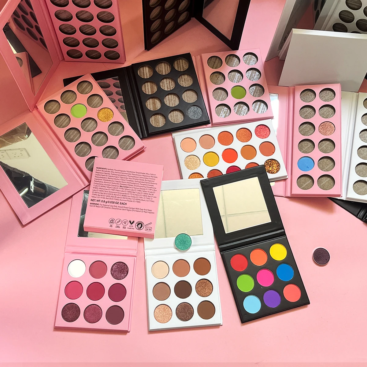 Private label wholesale custom manufacturer eyeshadow palette makeup vegan brown eyeshadow palette