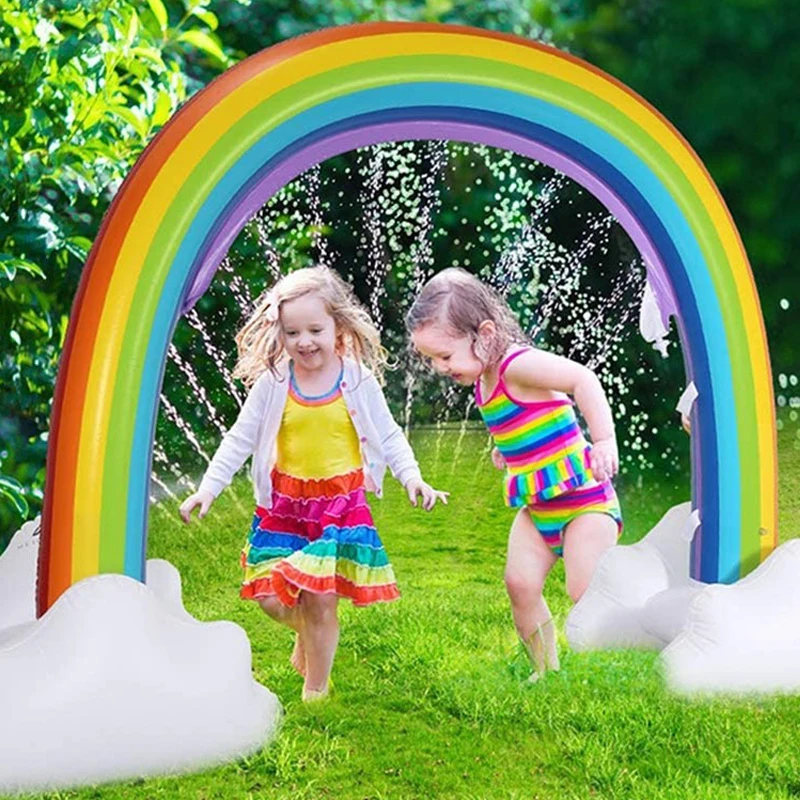 Outdoor Rainbow Sprinkler Inflatable Water Sprinkler arch Toys for Summer Backyard Water Park Kids Sprinkler Water game Toys
