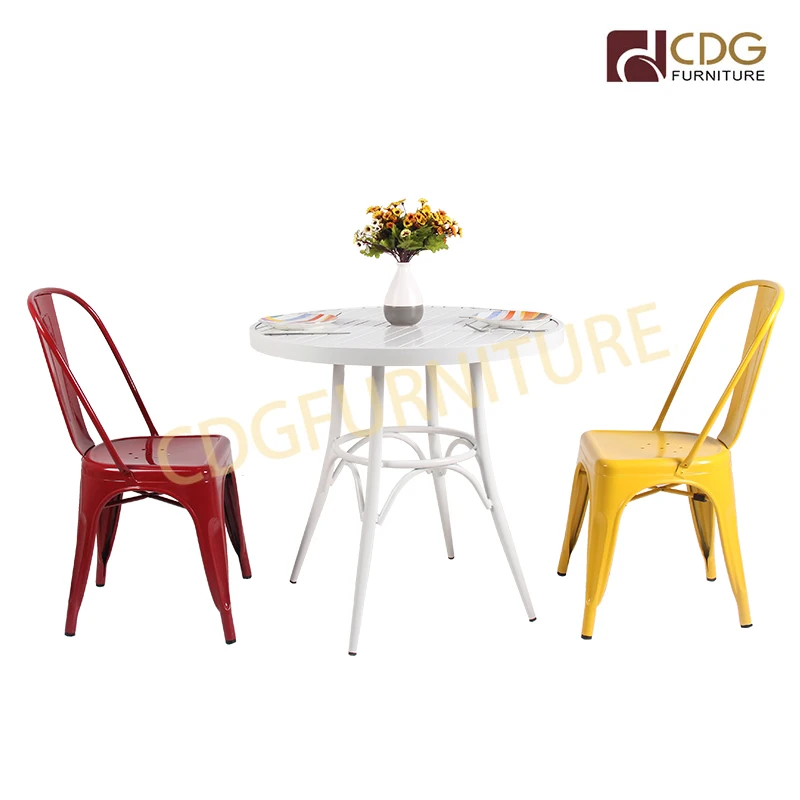 Cheap Price Green Yellow Red Iron Stacking Side Bistro Cafe Restaurant Vintage Industrial  Tolixs Metal Chairs