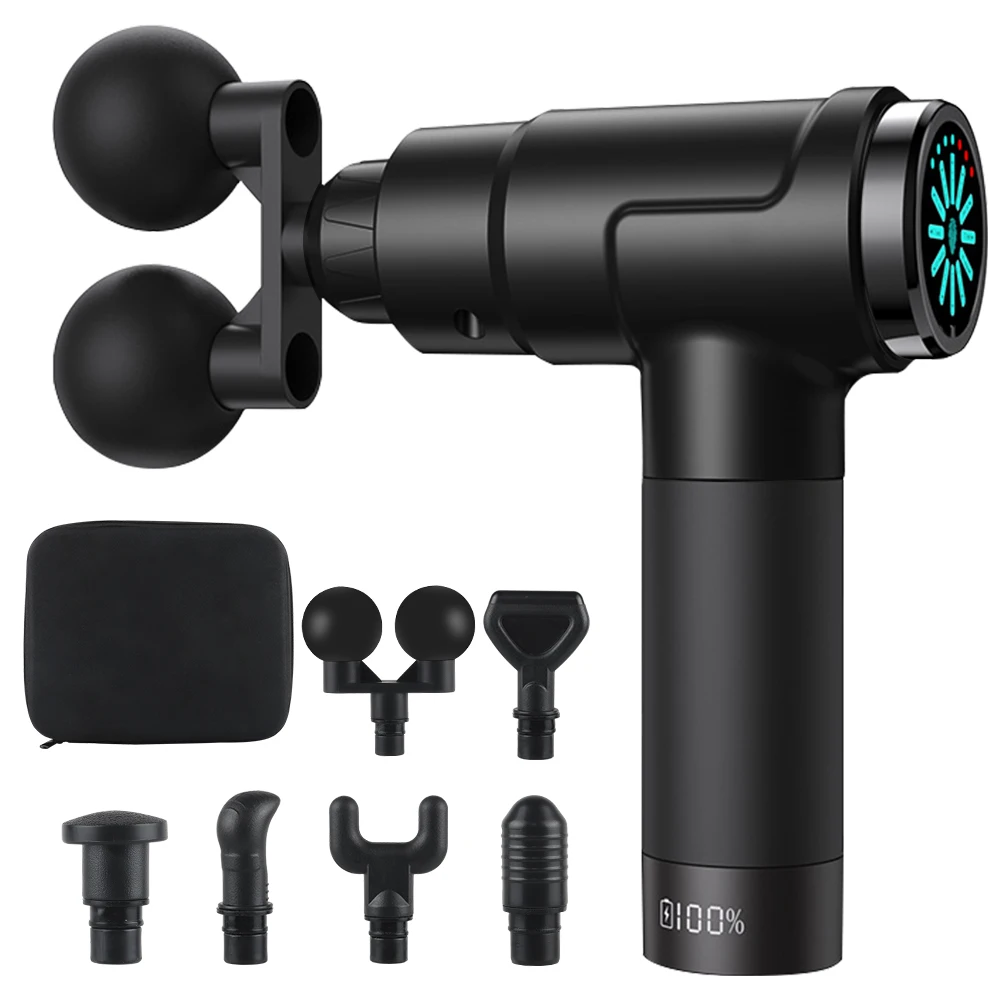 2022 Massage Products Double Heads Fascia Gun Massager Percussion Mini Muscle Massage Gun