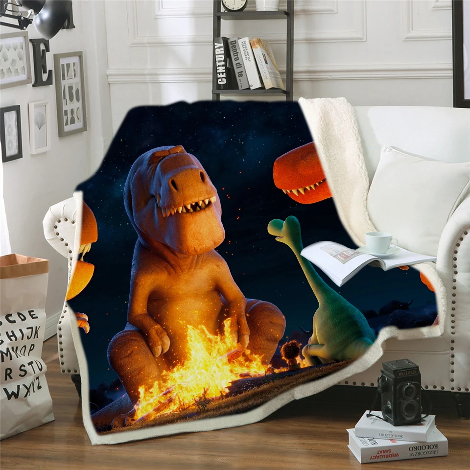 Good Selling Gift Set Toddler Pink Warm Throw Custom Printed Animal Storage Dinosaur Cartoon Luminous Blanket