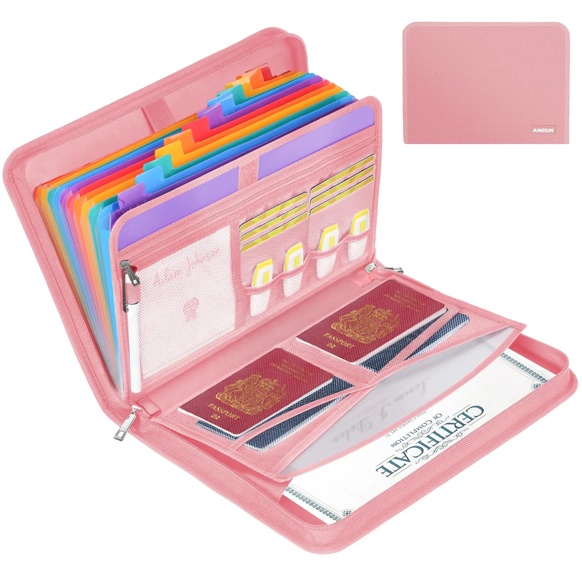 YIHUAXING 12-Pocket Expandable File Organizer Accordion Fireproof A4 Folder with Zipper Tabs Document File Folder Organization