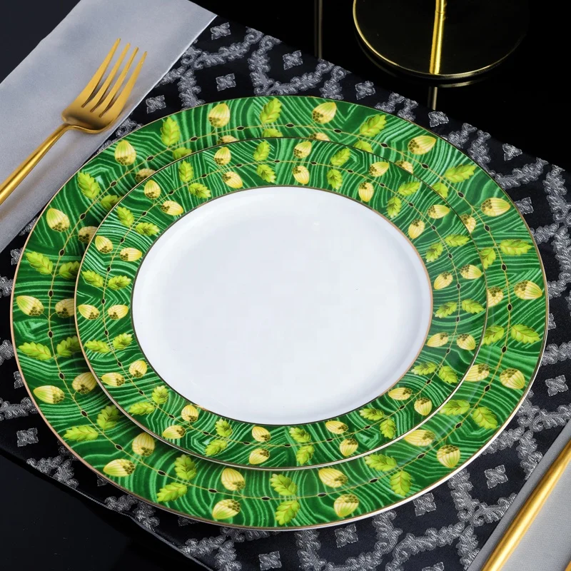 Ceramic serving plates 8inch 10inch wedding charger plates custom printing porcelain plates