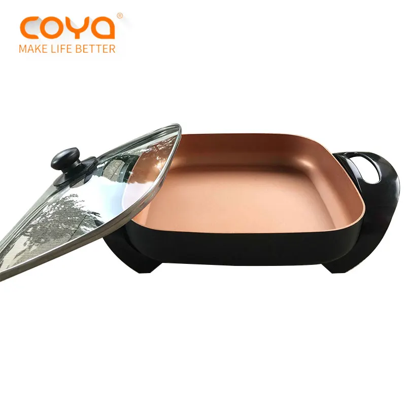 
Square electric fry pan non stick coated thermostat control cookware fry pan Electric Skillet 