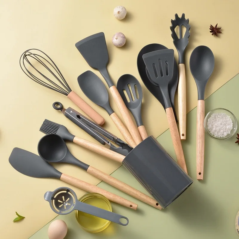 Set-12 Pieces Silicone Cooking Utensils Set Heat Resistant Spatula Set Nonstick Cookware