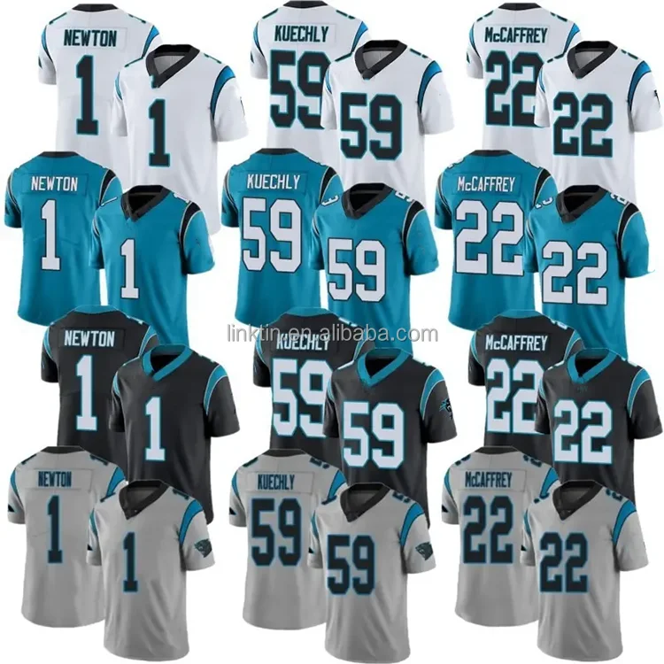 Лучшее качество City #1 Cam Ньютон #22 христианский McCaffrey #59 Luke Kuechly сшитая Американская Футбольная майка