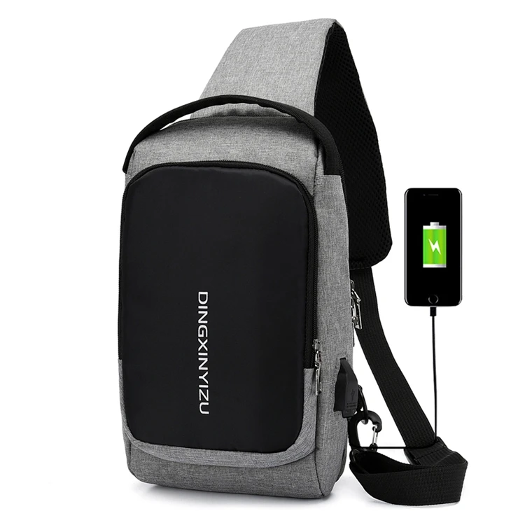 Прочный рабочий путешествия Anti theft человек слинг сумки зарядка через usb порты и разъёмы через грудь пакет сумка