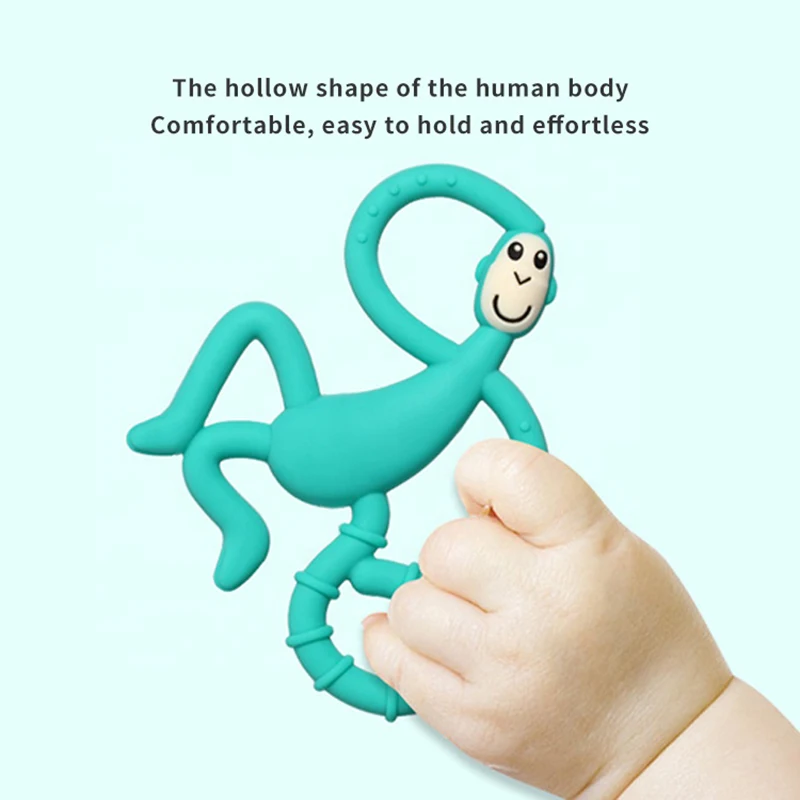 2022 Eco-friendly  Baby Teething Toys Kids Food Grade Silicone Cartoon Animal Monkey Baby Teether