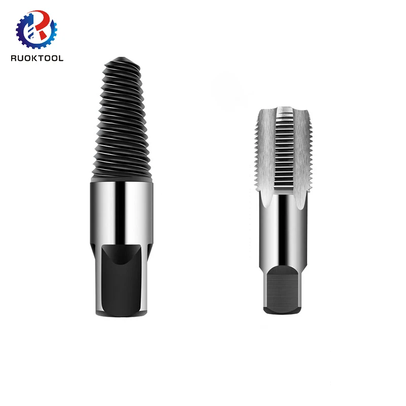 RUOKTOOL 2 Pieces Removal Water Pipe Broken Damaged Thread Tap Screw Extractor Set