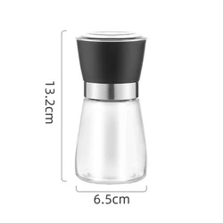 Amazon Wholesale  Adjustable Ceramic Core Bottle Stainless Steel Glass Salt Mill Chili Manual Pepper Grinder Mill Shakers Set