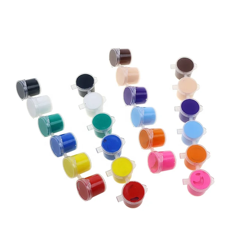 BECOL Promotional Professional 10ml*6 Colors Art Paint Pot Strips Non Toxic Dry Quick Acrylic Paint Set with Brush  for Kids