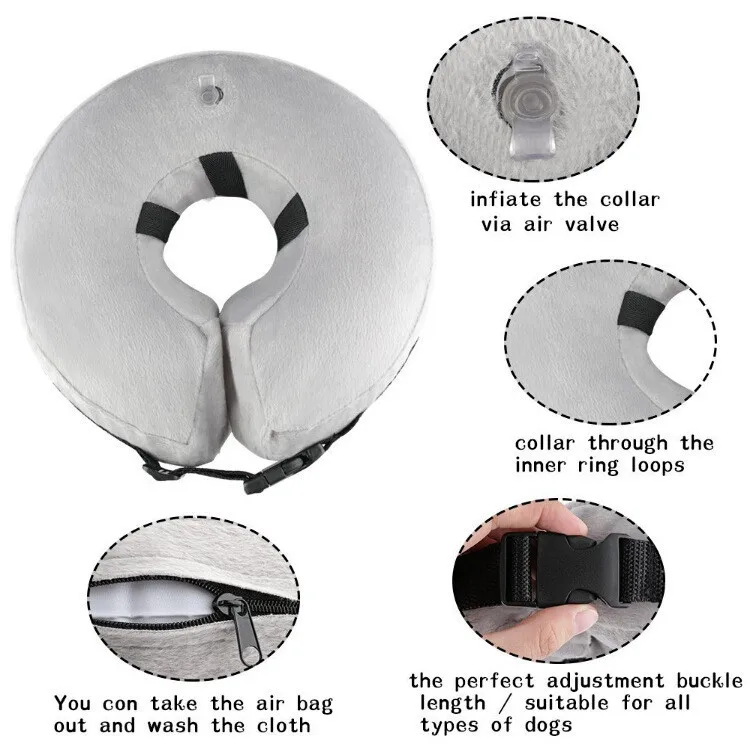 Anti-bite Injury Elizabethan Collar Inflatable Dog Collar Isabelino For Dogs Cat Recovery Neck Wound Protective Dog Accessories