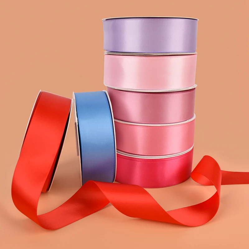 Wholesale Eternal Roses Bouquet  Red Gold Satin ribbon Roll Solid 1.5 inch 100 yards 4 cm Satin Ribbons for Ribbon Roses Flowers