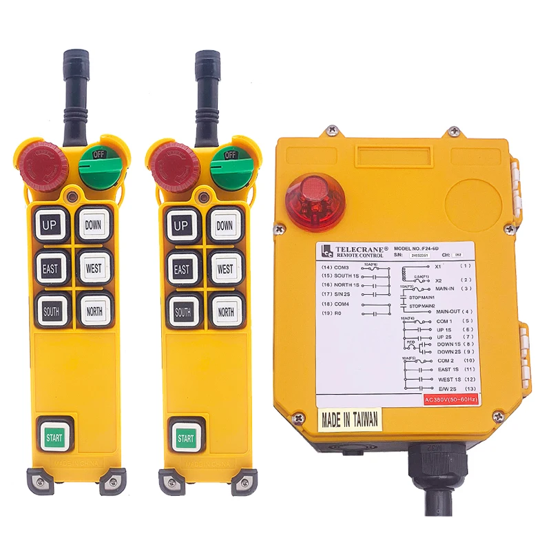 F24-6D Telecrane Telecontrol radio 6 buttons 2 speed radio transmitter receiver industrial crane remote control