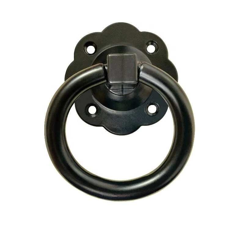 Gate Ring Latch Set Smooth Black