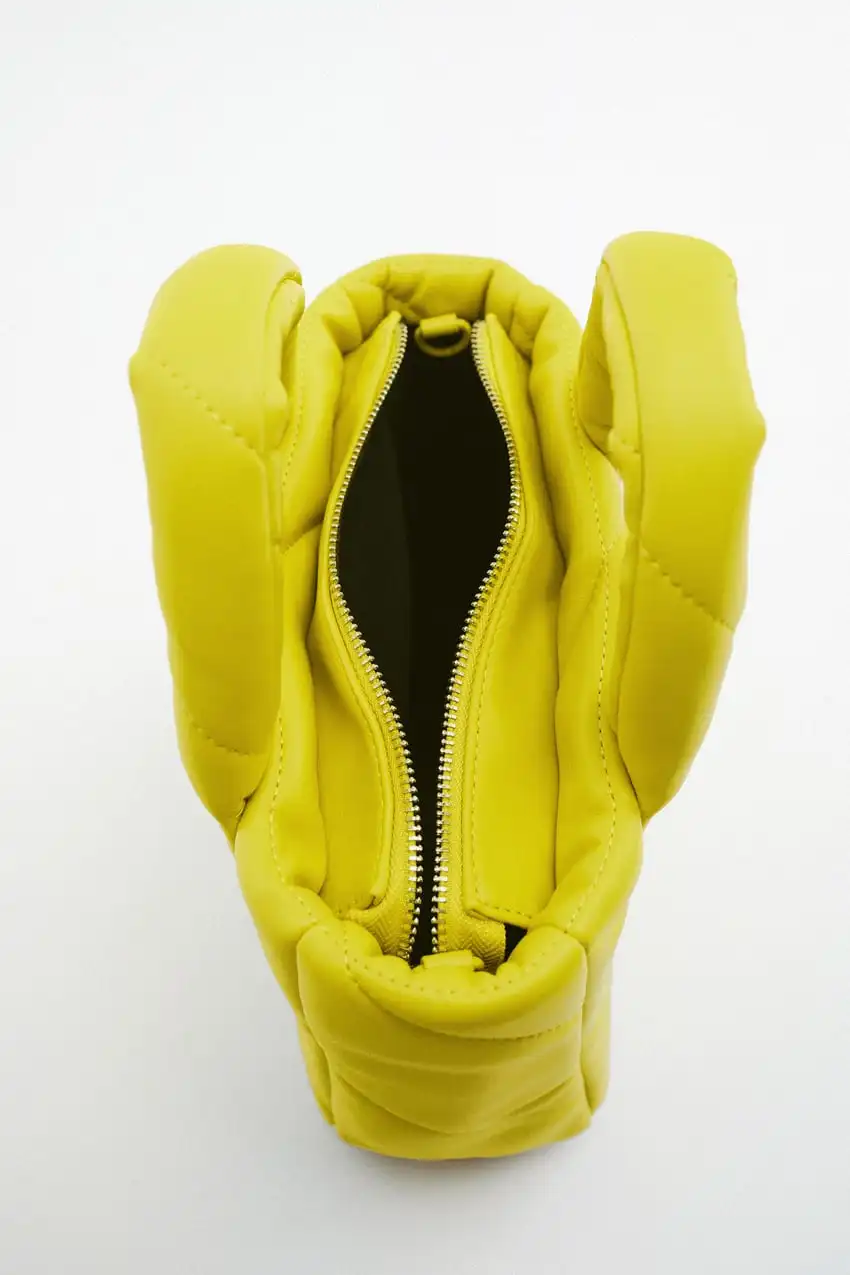 Sustainable Puffy Vegan Leather Women Shoulder Bag Crossbody Bag Designer Bag Neon Yellow