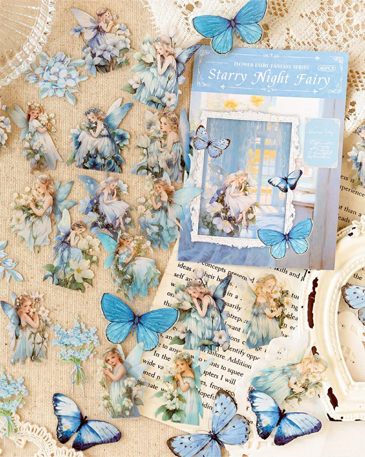 Симпатичные сказочные наклейки для дневника прозрачные цветочные бабочки мусорных журналов поделки из смолы искусство
