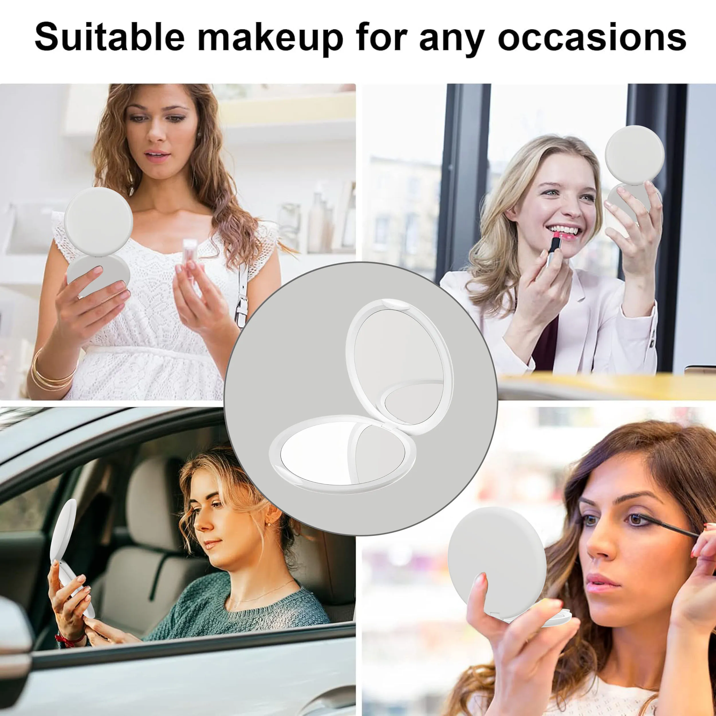 For Handbag Purses Gift Logo Customization Cosmetic Cute Handheld Mini Small Make Up Makeup Hand Held Compact Pocket Mirror