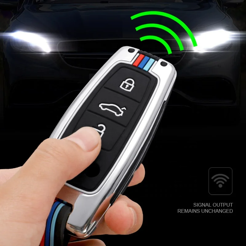 Zinc Alloy Silicone Car Key Case Fob Cover Smart Key Shell Holder Fit for Audi A6L A6 A7 A8 A4 C8 Q8 Q5 D5 E-tron