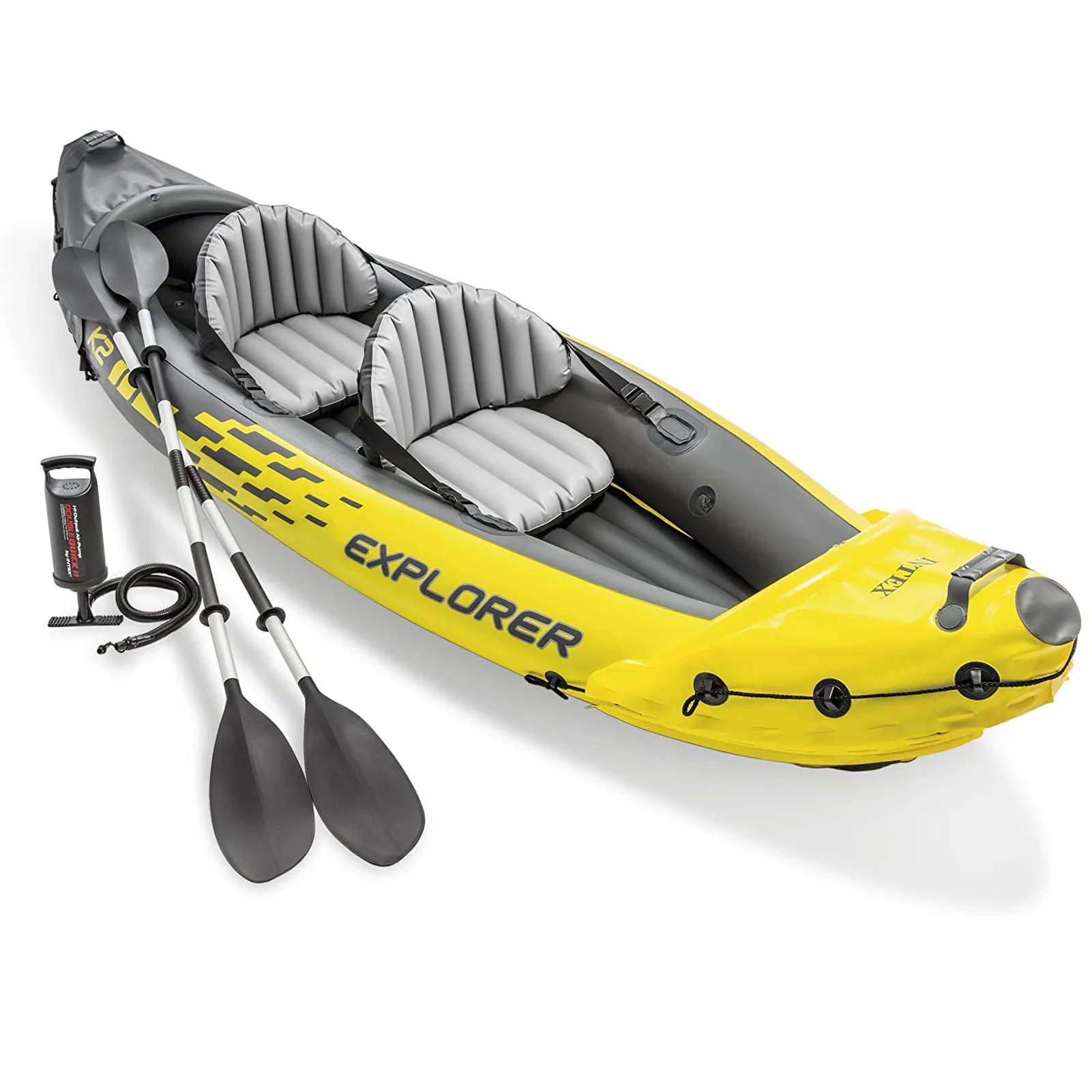 Kayak 2-Person Inflatable Touring Kayaks Set with Aluminum Oars and High Output Air Pump