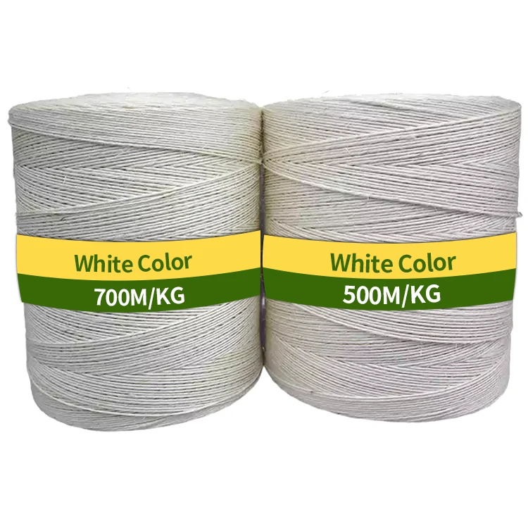 100% Nature Sisal Yarn 1.5mm and 2mm  - White Thin Sisal Rope - Single-ply Sisal Yarn for Baling / Crafts / Bath Towel