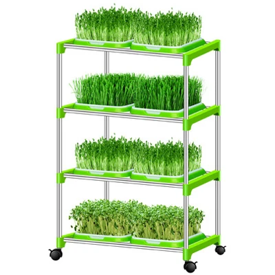 High Quality 2 -6 layer Plastic+Stainless Steel Indoor Vertical Plant Greenhouse Grow Rack Seed Trays Shelf