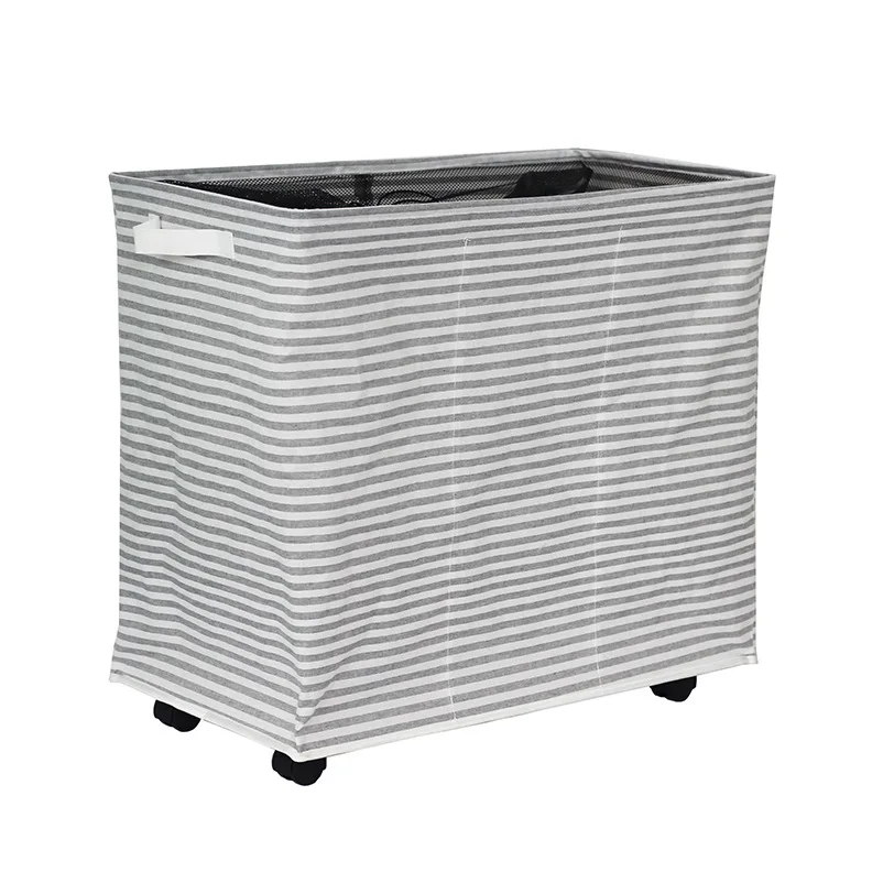 2 compartments/3 section Laundry Hamper with Wheels Foldable Dirty Clothes Laundry Basket Rolling Laundry Organizer