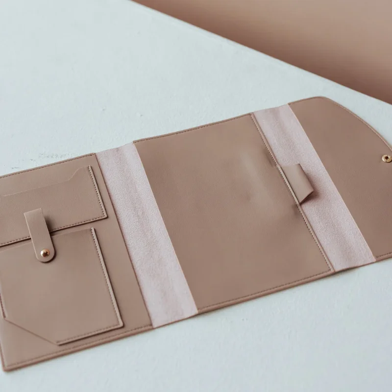 Wholesale Customized PU Leather Envelope Organizer Portfolio Multifunction Document Holder with Phone Bag File Pockets Promotion