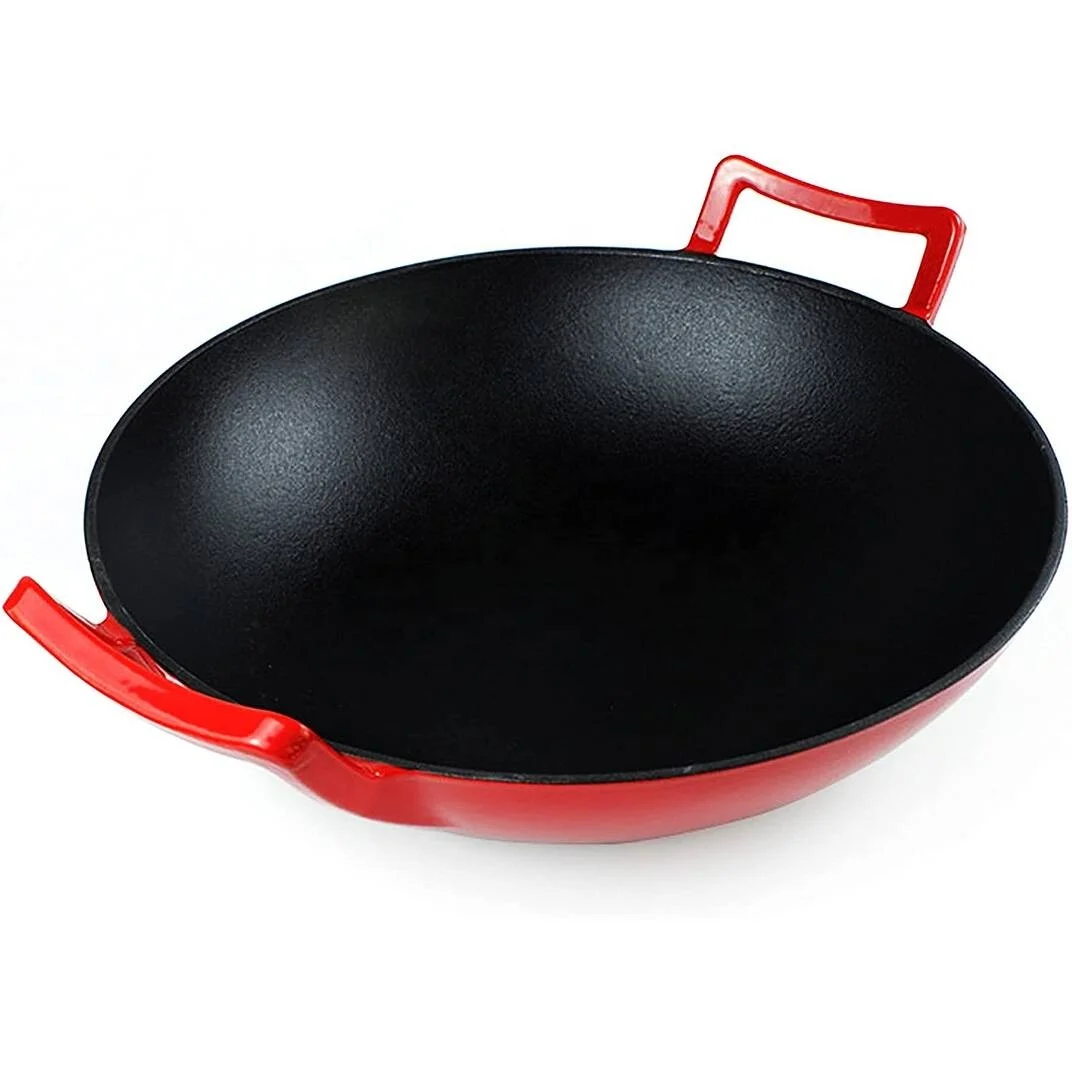 Азиатские большие кастрюли для жарки и перемешивания чугунные глубокие
