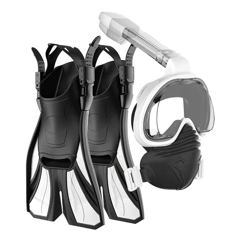 Chinese diving mask fins set suppliers factory for adults diving equipment snorkel fins set with diving snorkeling mask set