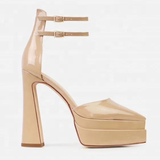 Womens high heels sandals pointed toe platform leather ladies heels shoes