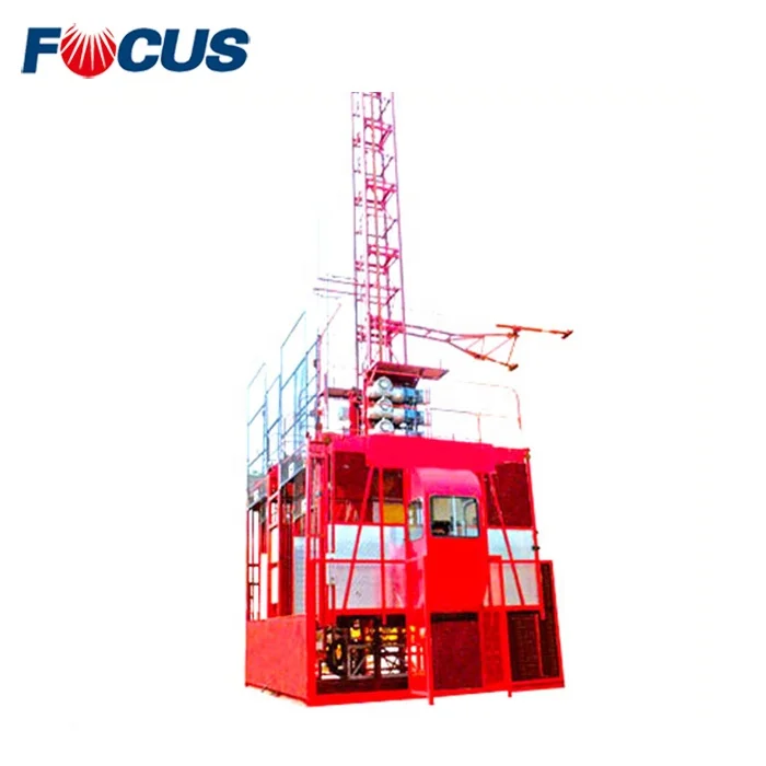 Frequency Construction Hoist Elevator Cage Lift SC100/100 Double Cage