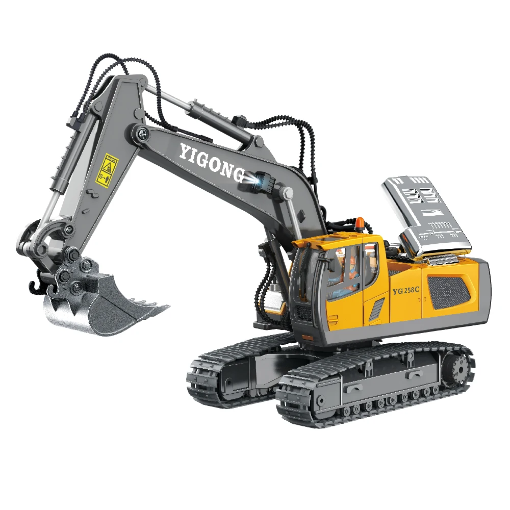 Kids Rc Construction Toys 1/20 2.4Ghz 11Ch Alloy Rc Excavator Truck Engineering Remote Control Rc Excavator Toy With Light Music