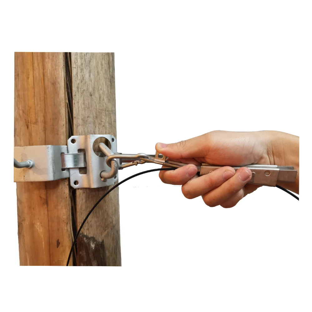 NF-BP-24D High Strength Cold Rolled Steel Overhead Wedge Round Drop Cable Clamp For FTTH Fiber Optical Cable Pole Installation