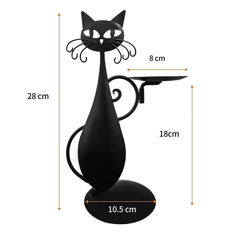 Black Cat Candlestick Candle Holder Set Vintage Retro Home Metal Decorate Wholesale