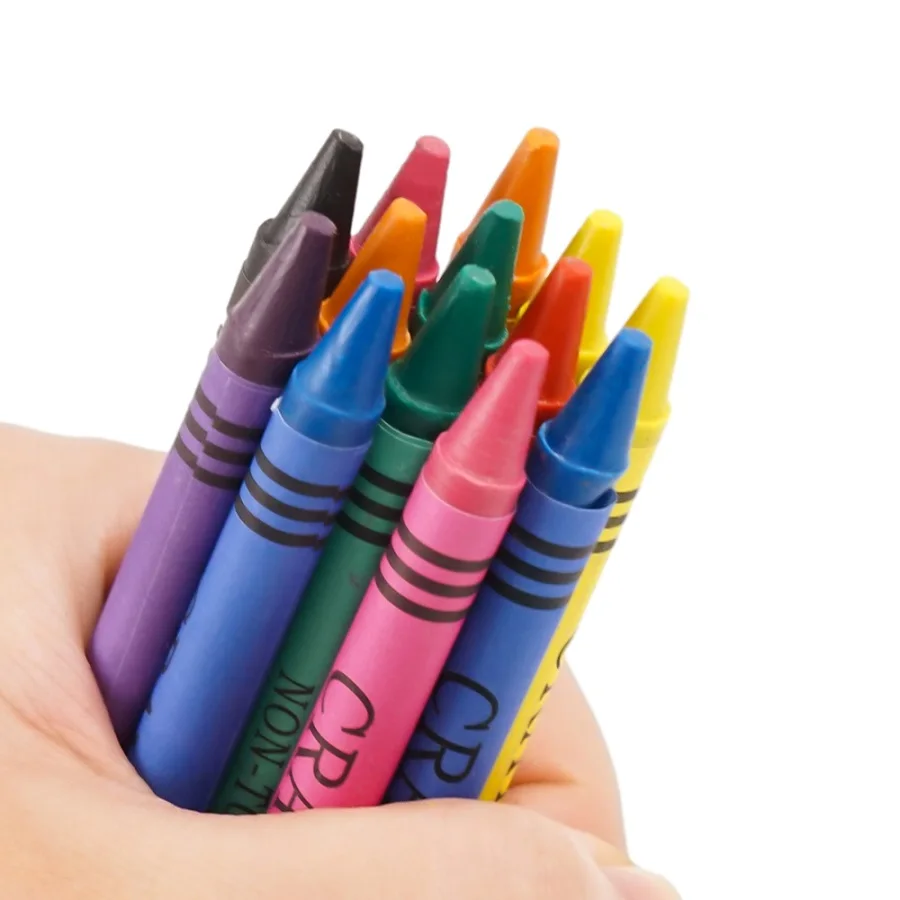 24 Pack Custom Color Box 6 Colors Kraft Paper Box Pack Non Toxic Cheap Wholesale Standard Size Wax Crayon Set For Children