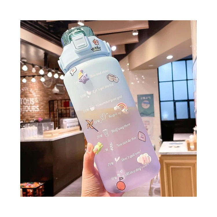 Big Aesthetic Summer Sport 2 l Water Bottle Private Label Unique Plastic China Wholesale Children Water Bottle With Straw