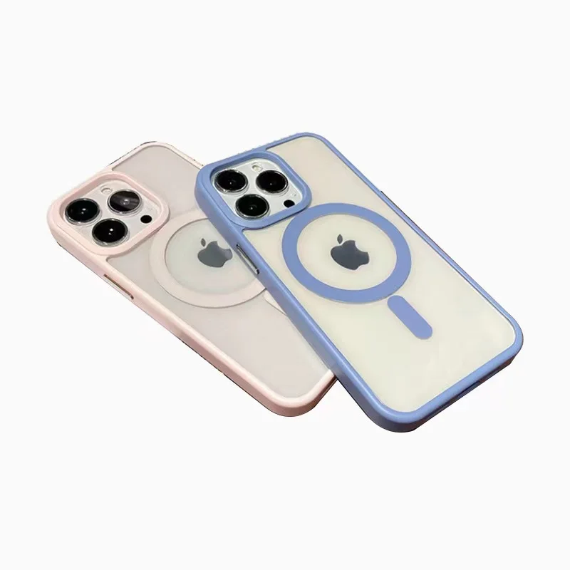 2025 New Clear Magnetic Wireless Charge Transparent Case for iPhone 16 15 14 13 12 Pro Max Bumper Shockproof Cover