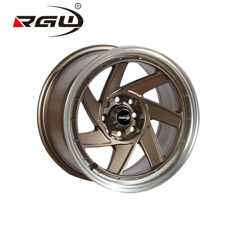 57133 15 Inch Alloy Car Wheels New Designs Beautiful Rims Black Machine Face With Sliver Line PCD 4x100 Or 4x114.3 Wheels