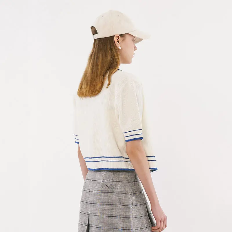 Factory casual knitted short sleeve sweater set woman short cardigan vest tank top sweater set for women