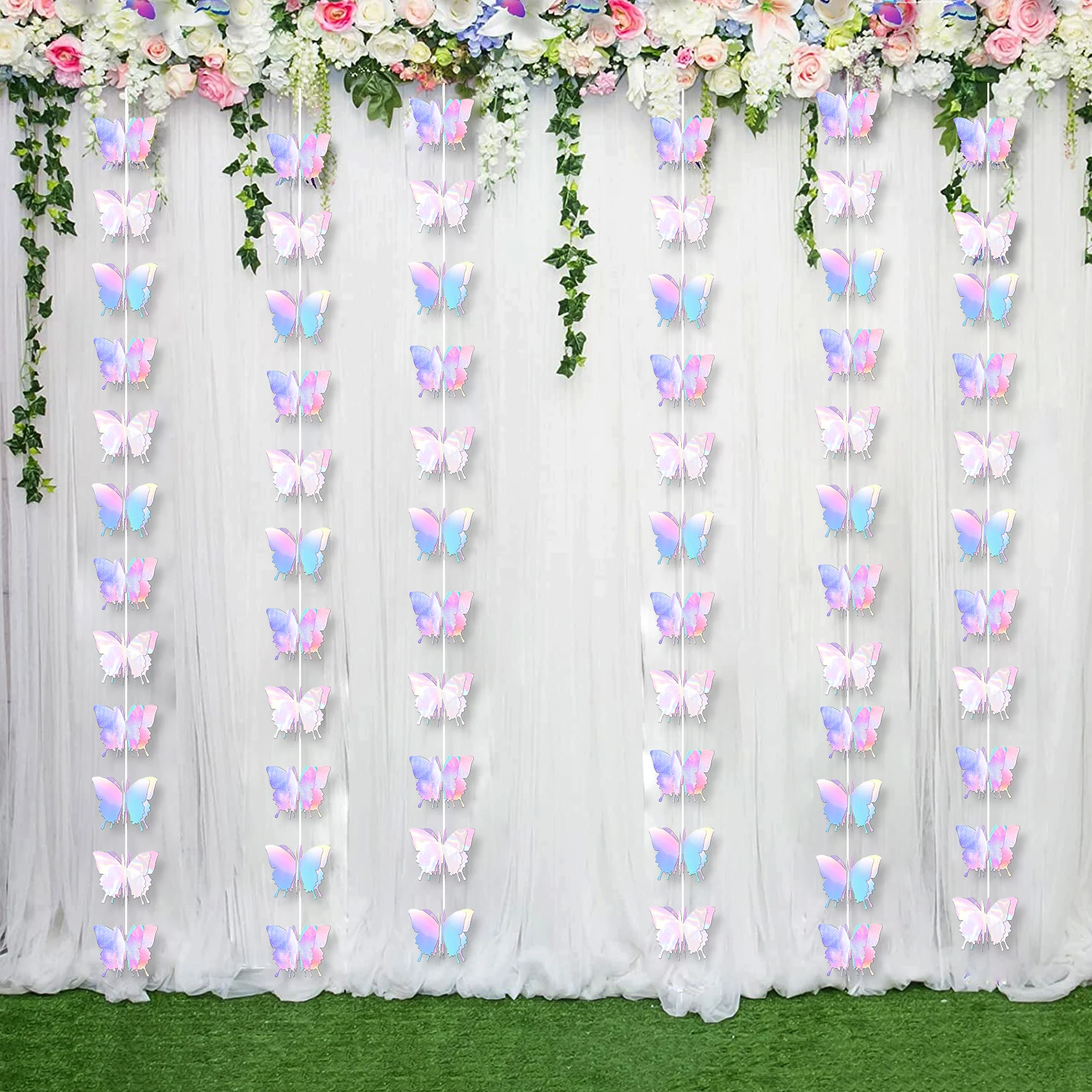 3D Butterfly Hanging Garlands Butterfly Laser Paper Party Streamers Decoration For Wedding Home Party Birthday  Baby Shower Deco