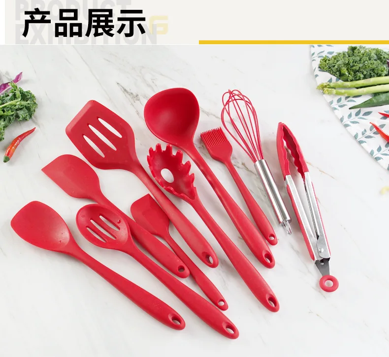 11PC Kitchen Utensils, Silicone Heat-Resistant Non-Stick Kitchen Utensil Set Cooking Tools