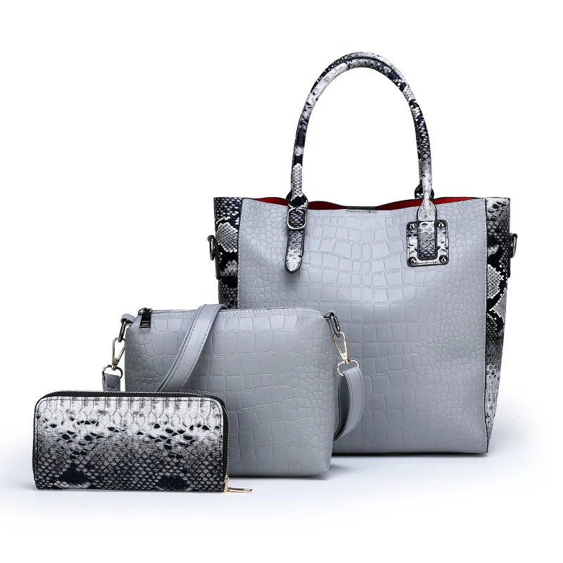 Bolsos alligator PU leather handbag set Personality Ladies Messenger shoulder bags Custom Logo hand bag set