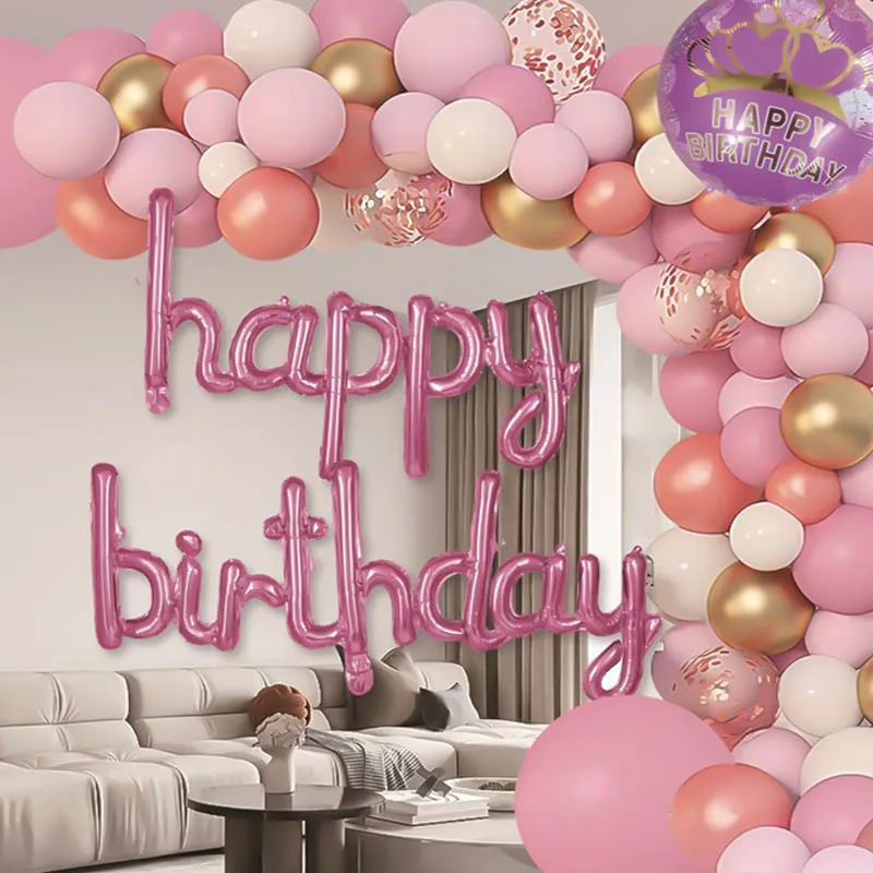89PCS Confetti Pastel Pink Balloon Garland Set Pink Balloon Arch Kit for Birthday Baby Shower Wedding