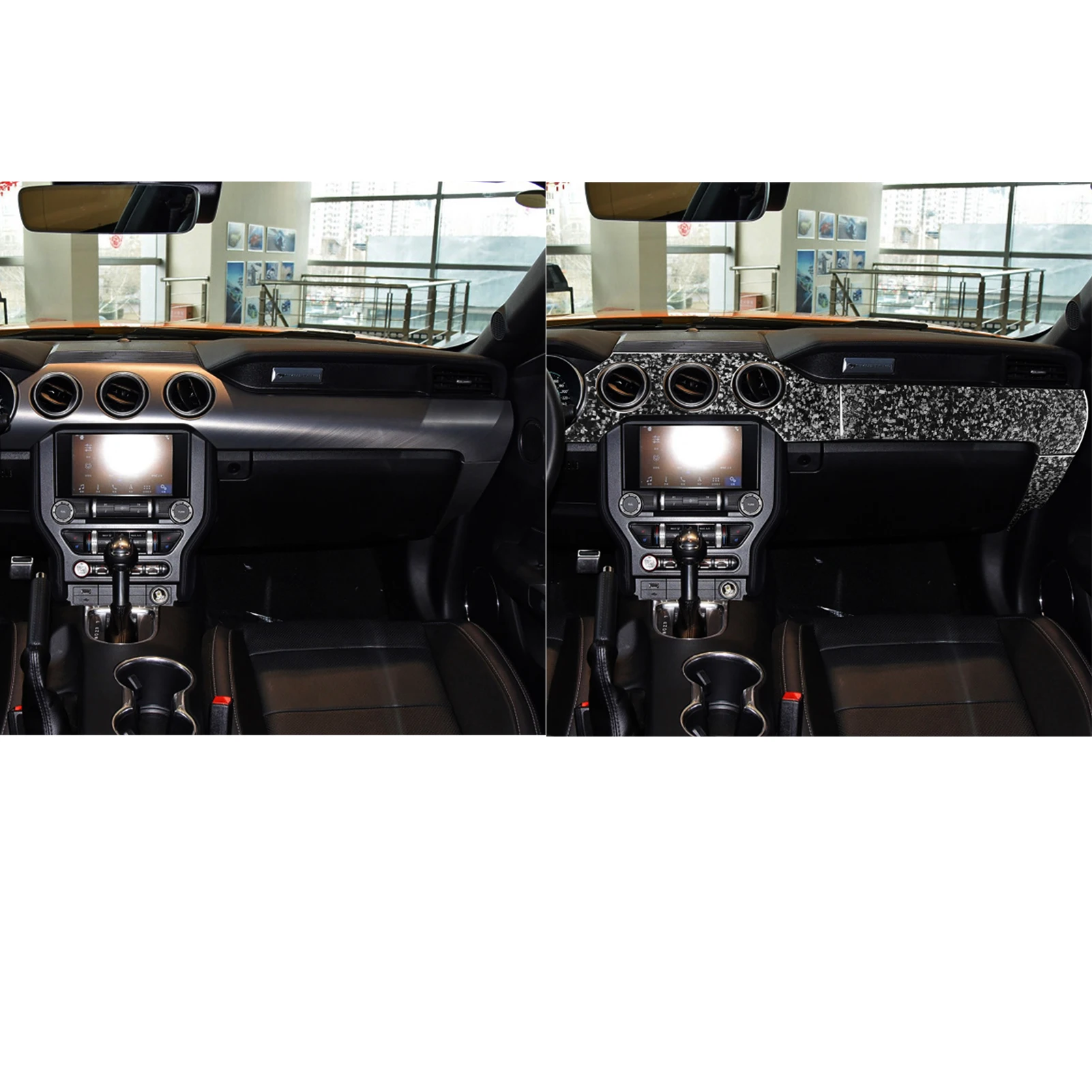 LHD Customized forged grain carbon fiber Instrument panel decoration kit for Ford Mustang 2015-2020 Auto interior refit