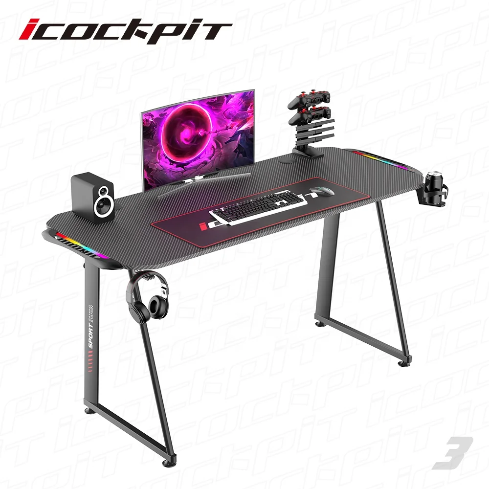 
icockpit High Quality Cheap Modern Office Table Gaming Hot Sale Gaming Table with Rgb Gaming Table 