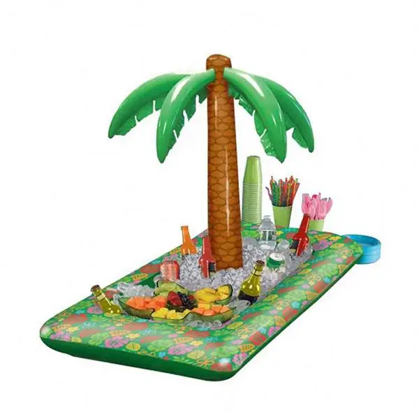 Luau palm tree inflatable buffet salad plate picnic ice table bar