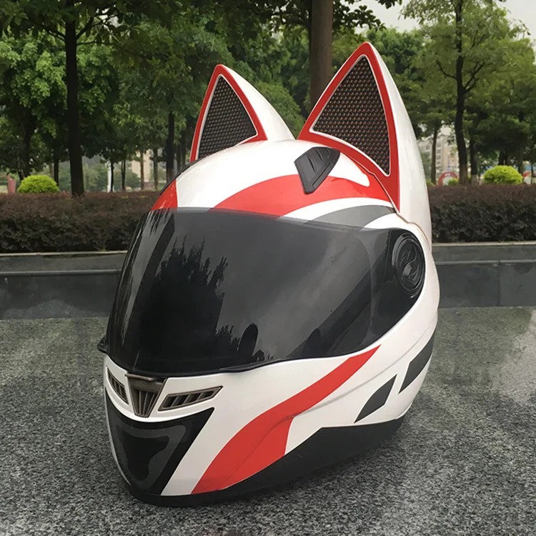 Yoursjoys open face bike motorcycle Cat ears helmet ornament cute motorcycle helmets