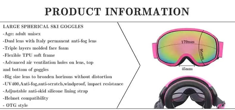  Best TPU frame snowboarding glasses anti scratch UV400 mirrored skiing