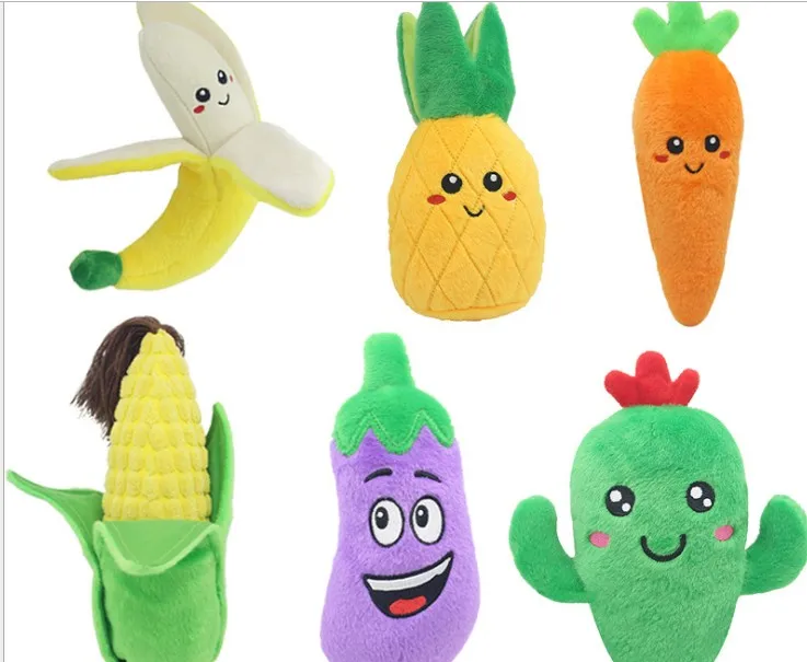 pet dog puppy toy plush fruit vegetables style sound toy squeaker toy